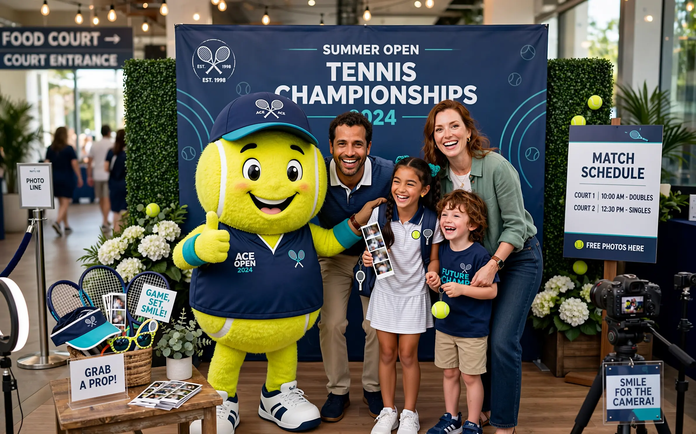Photo with tennis tournament mascot